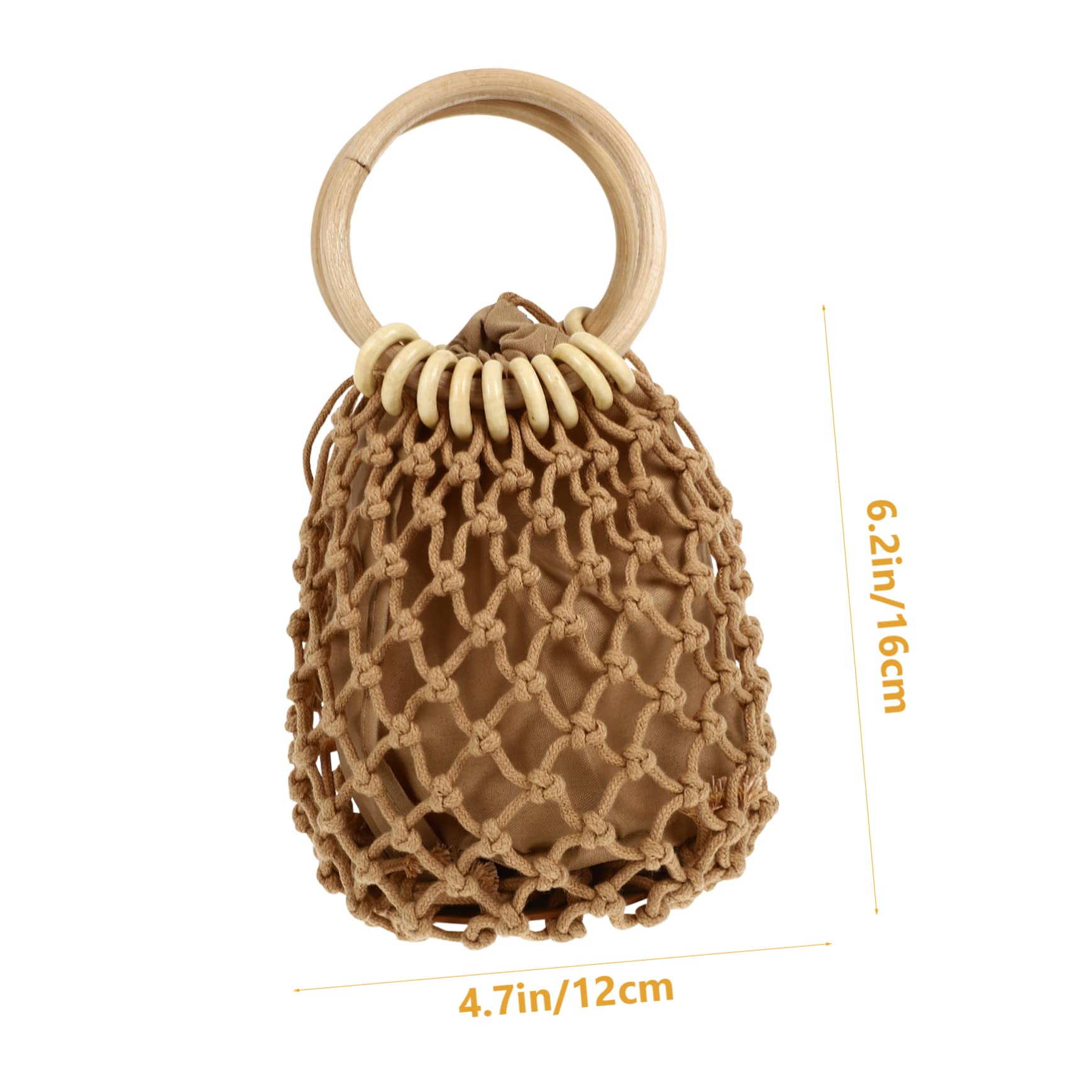 Ipetboom Beach Mesh Straw Bag Women's Fashion Drawstring Clutch Straw Summer Bags Small Pouch for Phone Lipstick