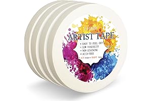 4 Packs 0.6" Wide 660 ft Long White Artist Tape for Watercolor Masking
