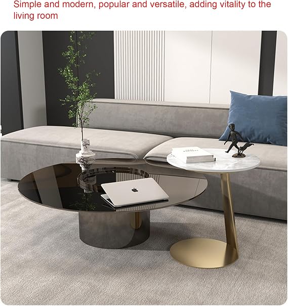 Round End Table, Modern Minimalist Coffee Table for Sofa or Bedside