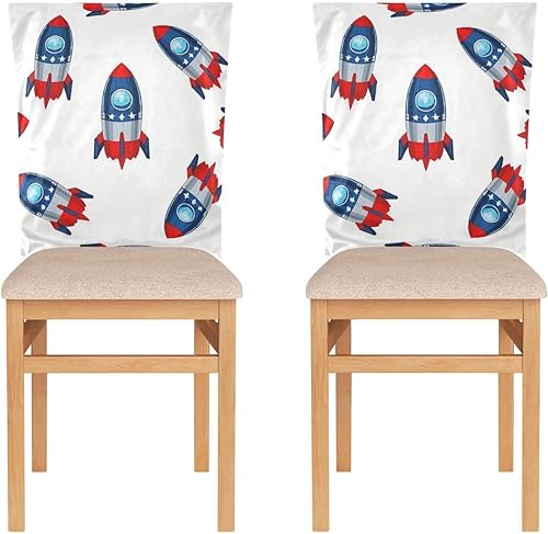 Miniatura 2 de 4th of July Independence Day Red and Blue Rockets Decorative Covers for Chairs for Classroom Stools Soft Anti-Slip Chair Covers fundas para sillas