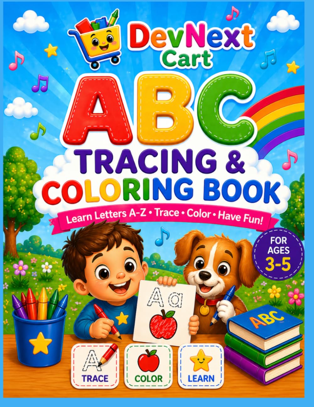 ABC Tracing & Coloring Book for Kids Ages 3-5 | Learn Letters A-Z | Preschool Activity Workbook: Fun Handwriting Practice, Alphabet Tracing, Coloring & Early Learning Skills