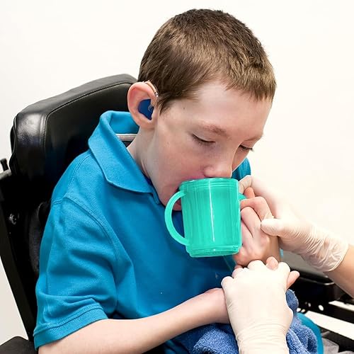 Miniatura 3 de TalkTools Taza de tapa empotrada con asas, a prueba de fugas, promueve las habilidades motoras orales, el cierre de labios y la autoalimentación,