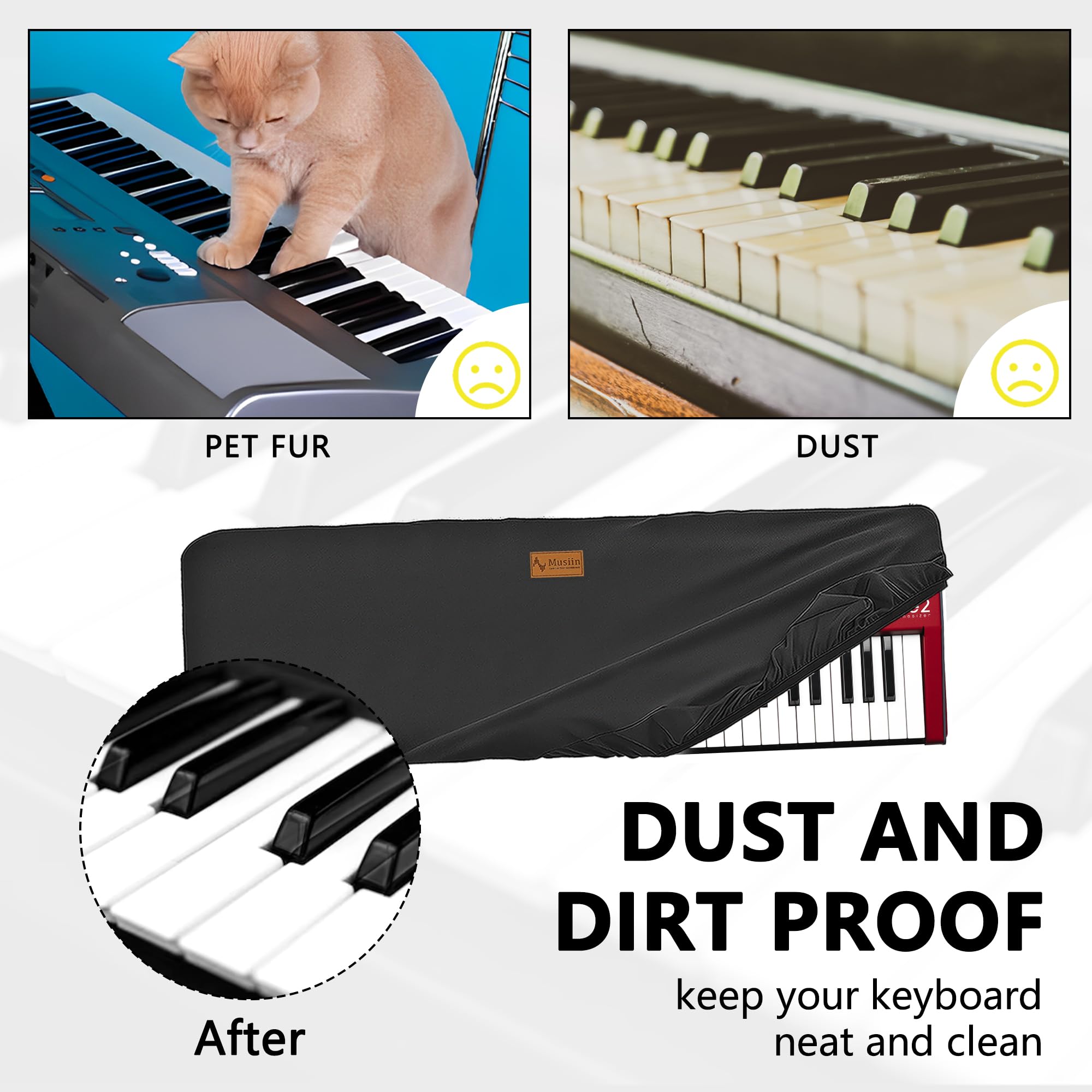 Musiin Pro Shield: Ultimate Stretch-fit Chinlon Keyboard Cover - Water & Dust Resistant, Compatible with Nord Wave 2 Keyboard