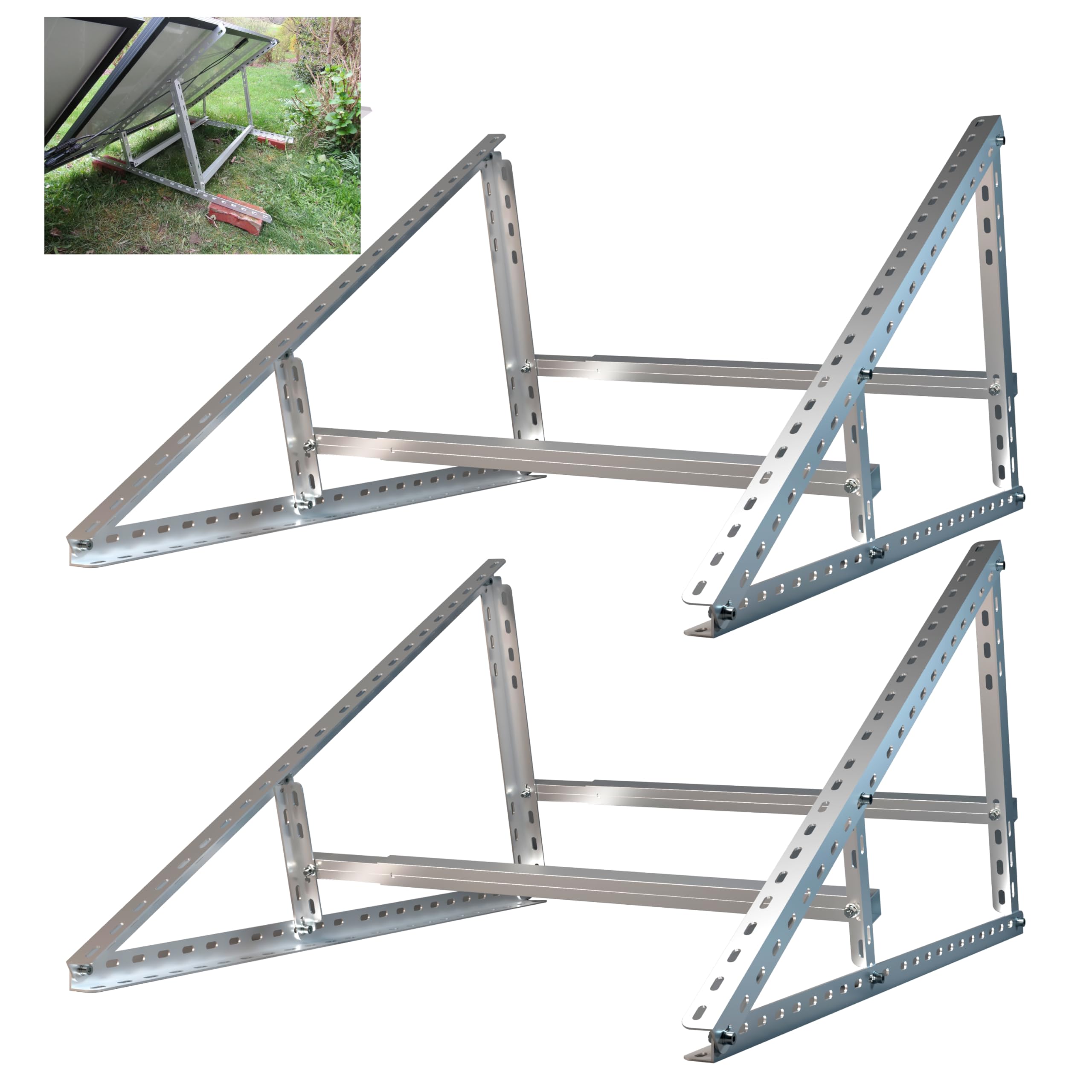 Solar Panel Brackets Balcony Power Station 2 Pairs Up to 117 cm (46 Inch) Angle Adjustable 0-90° Aluminum with Stainless Steel Finish Robust Tilt Brackets for Solar Panels
