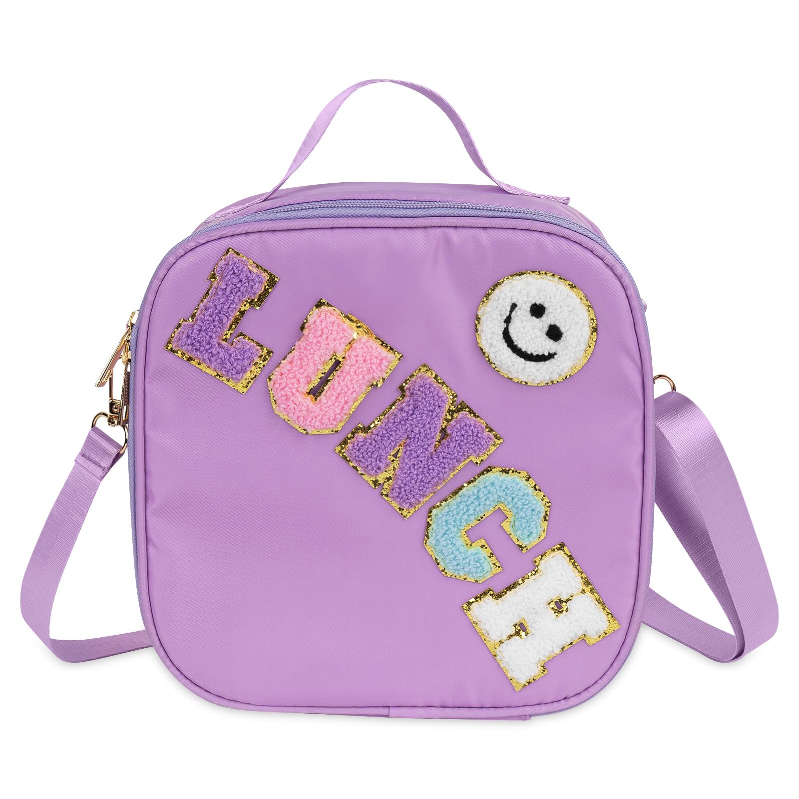 Linkidea Purple Cartoon Pattern Lunch Tote Bag for Kids, Portable Reusable Lunch Box Container Fits School, Picnic Use, Compatible with B.Box, Sunhanny, Pedeco, QQKO, Xgxn Lunch Box