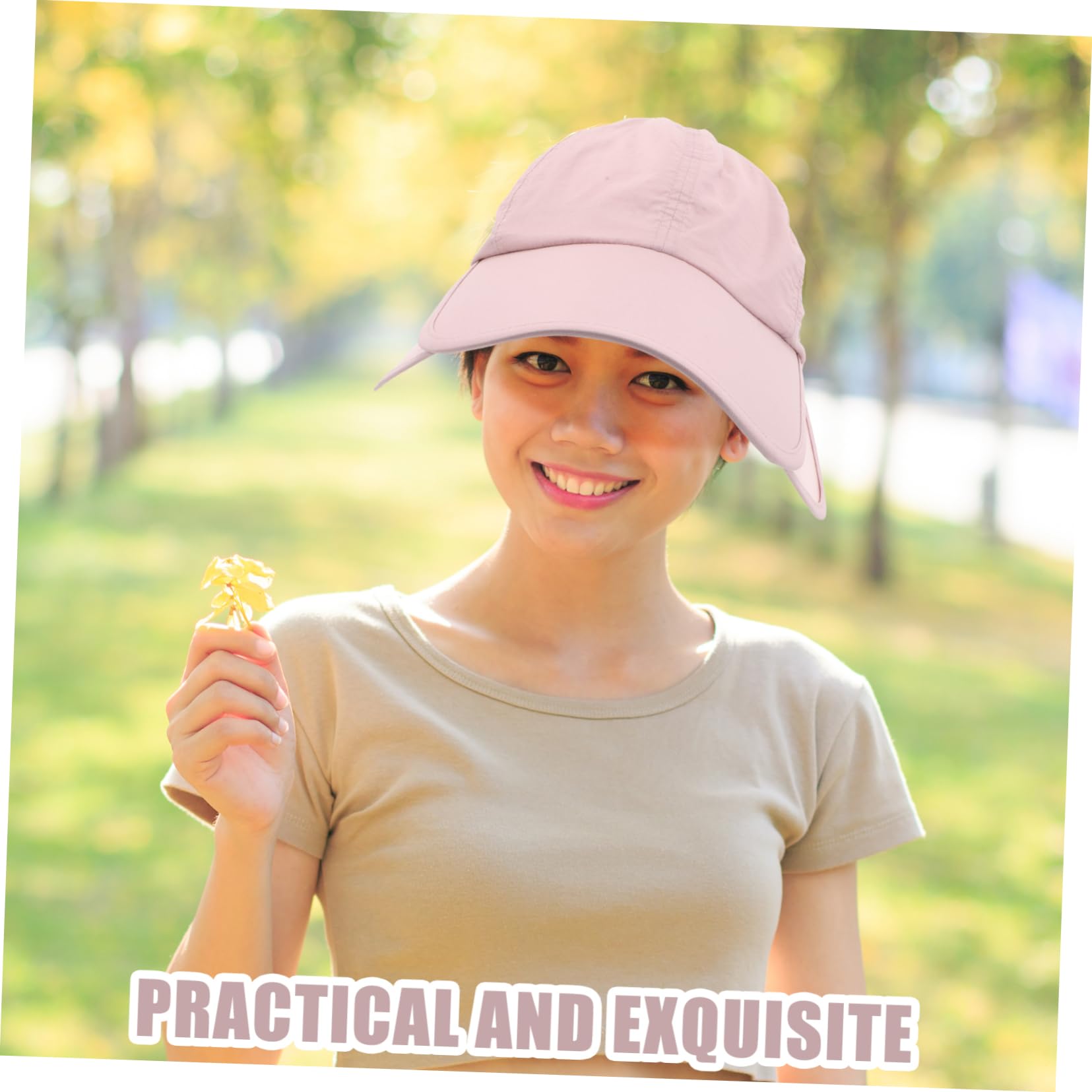 WOONEKY Sombrero de Visera Retráctil de ala Ancha Sol Gorra Deportiva Ajustable con Visera Solar para Mujeres y Hombres para Playa Golf y Correr