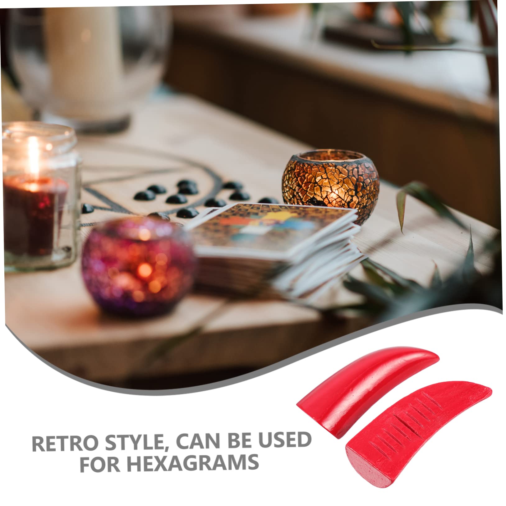 BRIGHTFUFU 4 Pcs Sacred Gua Cup Divination Tool Holy Wine Crescent-shape Divination Cup Chinese Dowsing Tool Divination Supplies Cups Ritual Smudging Chinoiserie Decor The Red Sandalwood