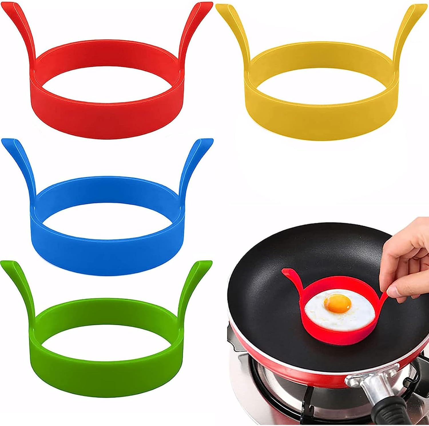 4 Pcs Silicone Egg Rings, 3.15 inch Non Stick Fried Egg Moulds, Perfect