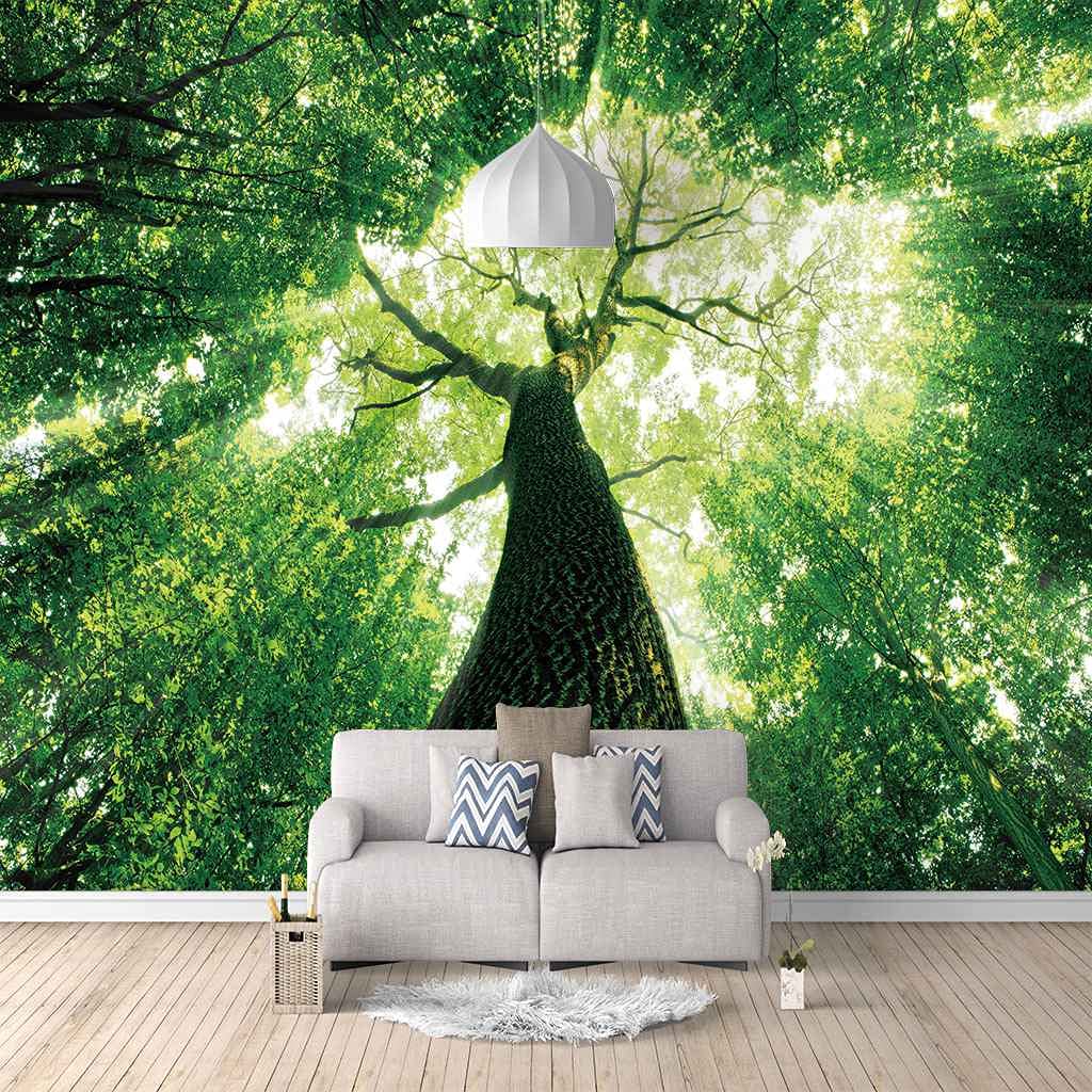 Art mural moderne paysage d'arbres verts et papier peint photo premium 200x140