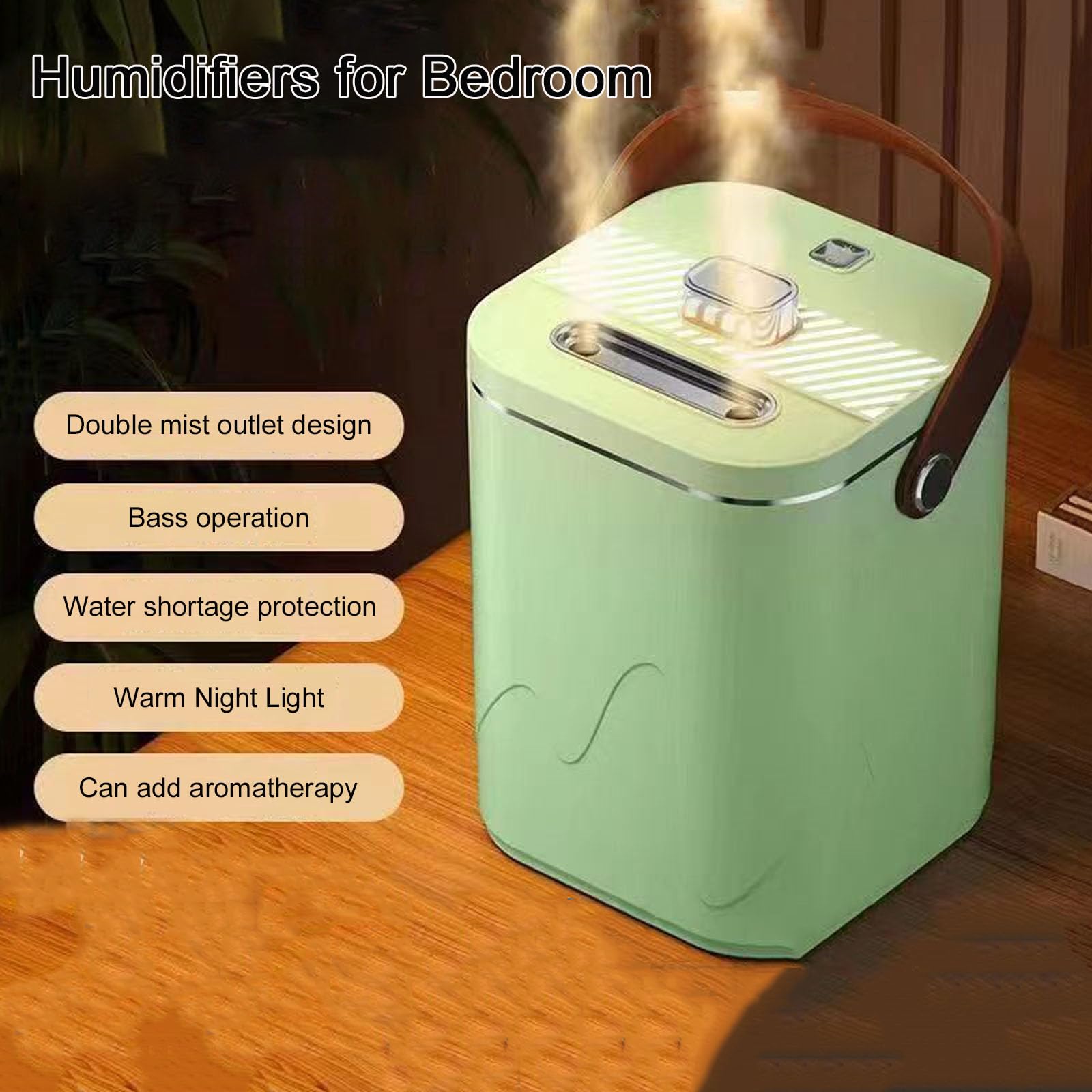Nawilżacze powietrza do sypialni i domu, nawilżacze mgiełki z uchwytem do dużego pokoju, 32 db cichy nawilżacz powietrza do 10 godzin, automatyczne wyłączanie, łatwe napełnianie i czyszczenie (biały)