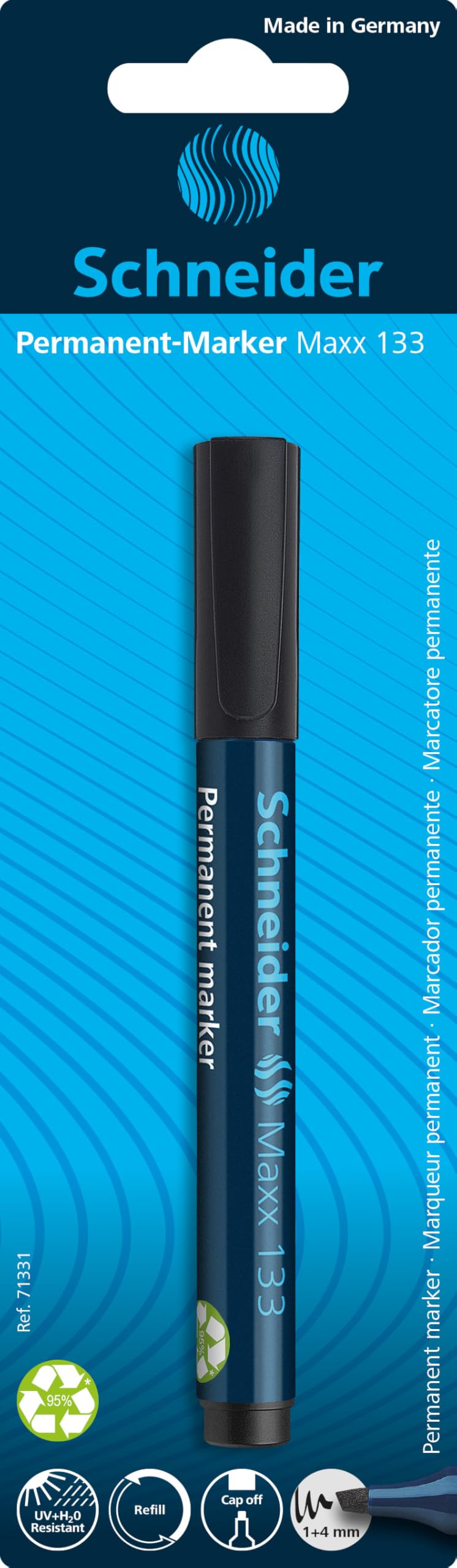 Schneider Pennarello Indelebile Maxx 133 Ricaricabile 1+4 mm Nero