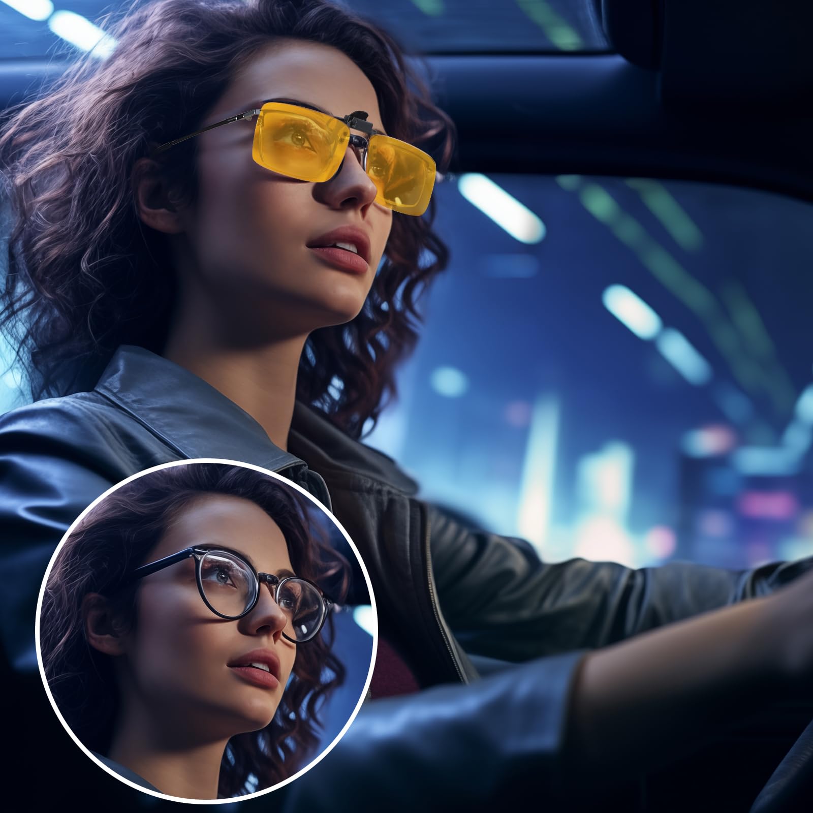 VIEWBETER VB801 - Gafas de conducción con clip para día y noche, antirreflejos, con protección polarizada UV400