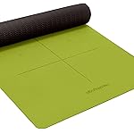 Heathyoga Eco Friendly Non Slip Yoga Mat, Body Alignment System, SGS Certified TPE Material - Textured Non Slip Surface and Optimal Cushioning,72x 26 Thickness 1/4 Grass Green