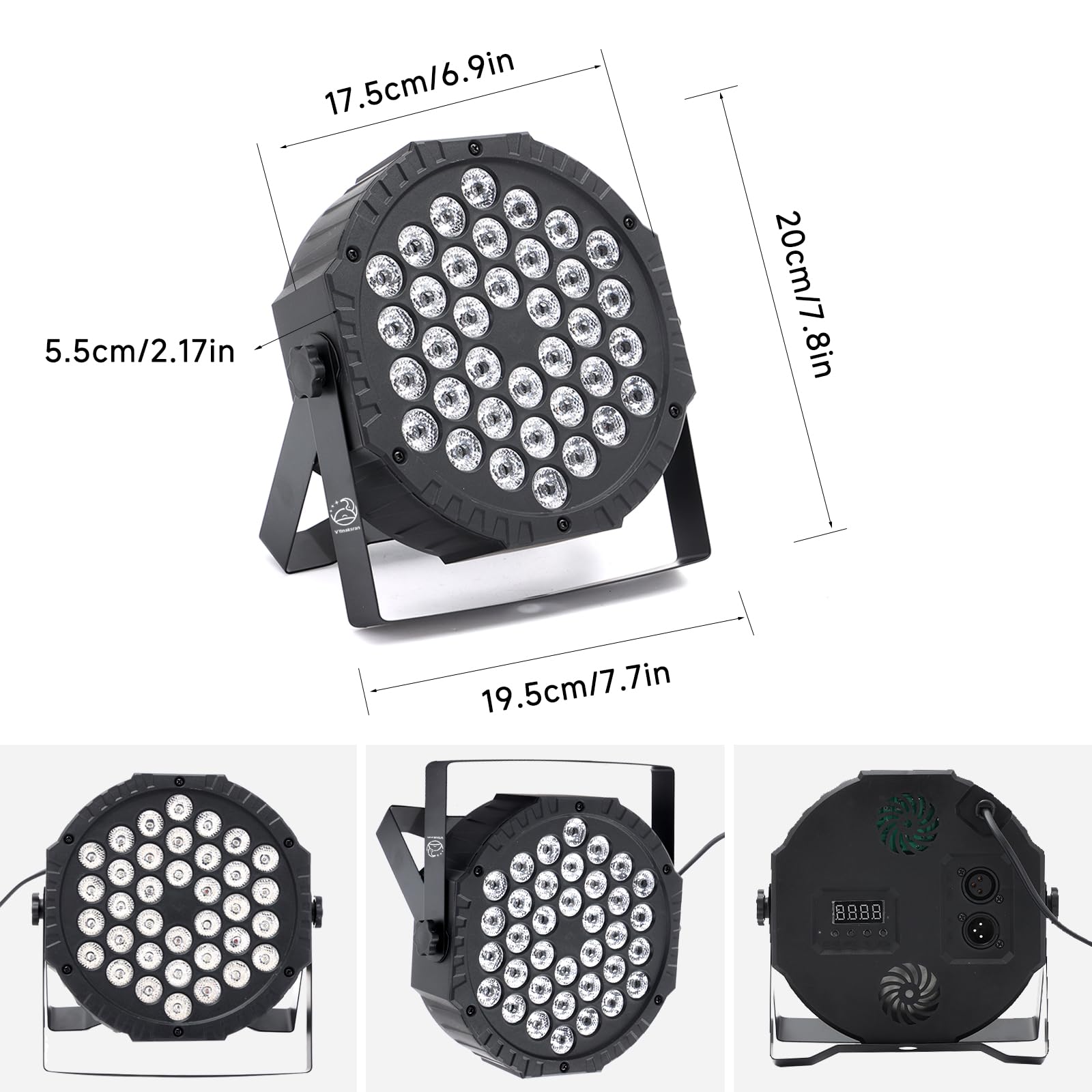 Confezione da 4 faretti LED Par 36 LED RGB per palcoscenico, DMX512 e telecomando, 7 modalità di luce con attivazione del suono, luce da discoteca, per DJ bar, matrimonio, Halloween, Natale