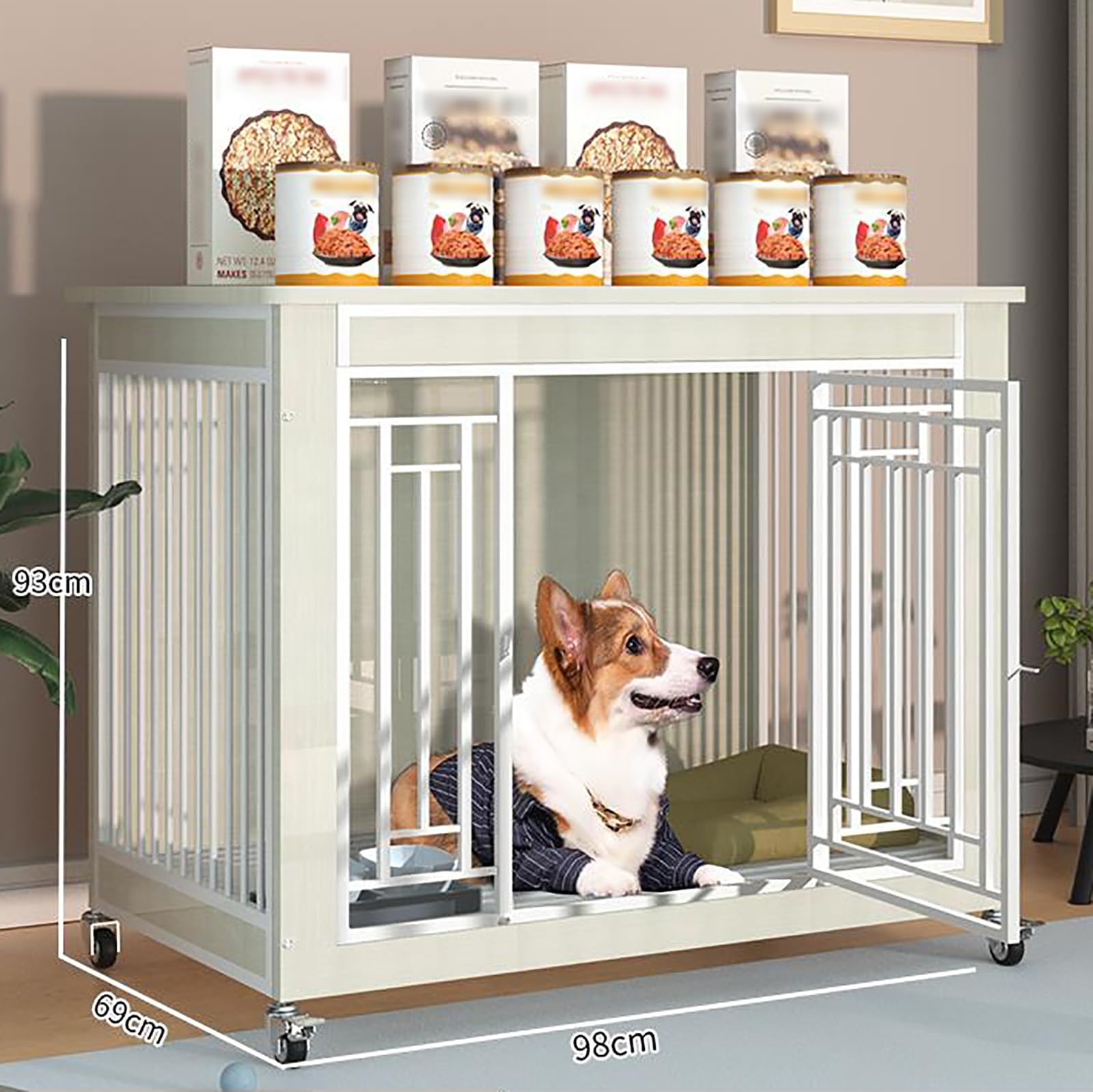 Grande cuccia per cani in peltro grigio per uso interno, decorazione ed elegante
