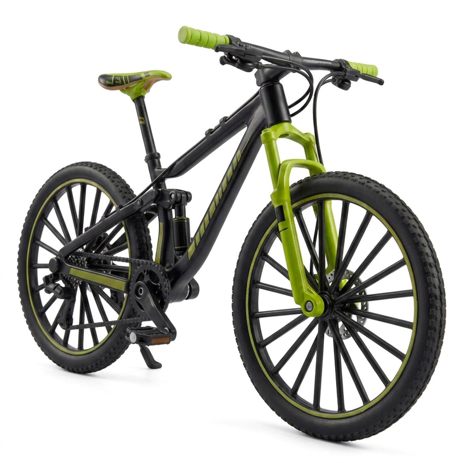 1Pcs Finger Bike, Green Alloy Finger Mountain Bike with Suspension System, Finger BMX for Office Desk Entertainment, Miniature Finger Bike for Dexterity Training and Collection Display