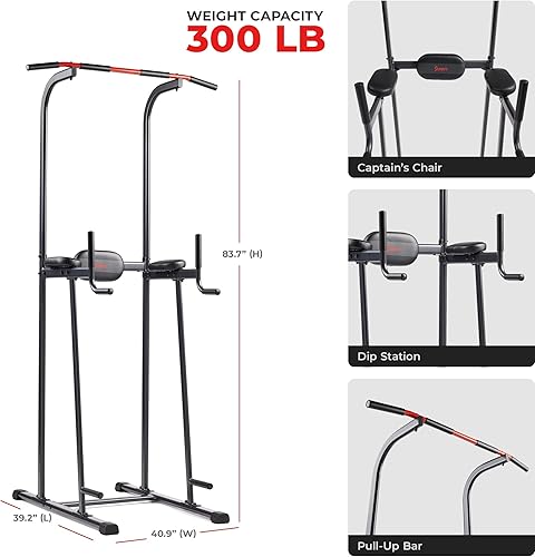 Miniatura 6 de Sunny Health & Fitness Power Tower, Dip Bar, Push-Up & Pull Up Assisting Parallette Station w Optional Rock Climbing Grip Trainer