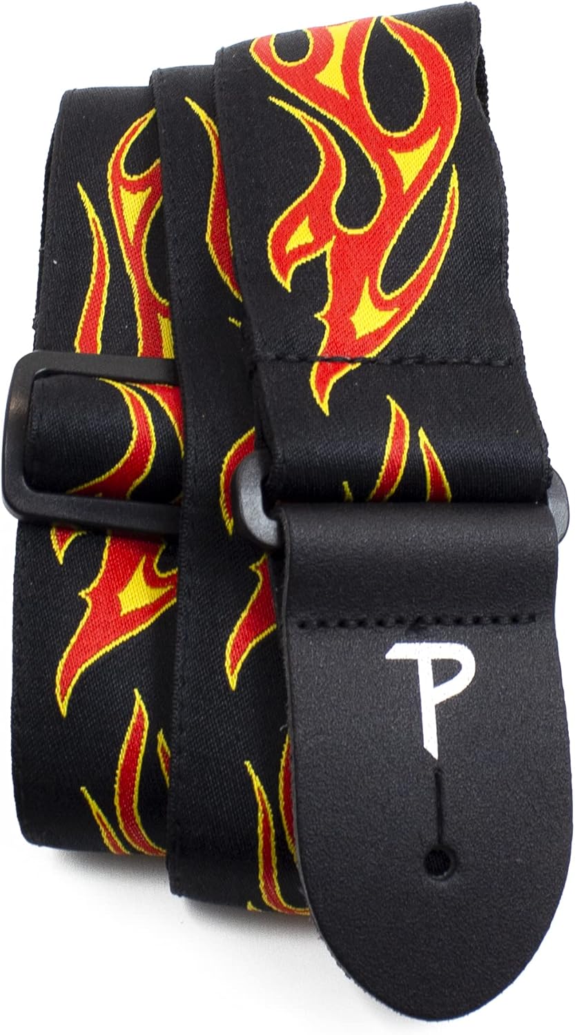 Perris Leathers 2" Wide Jacquard Ribbon Sewn-On Tubular webbing with Leather ends