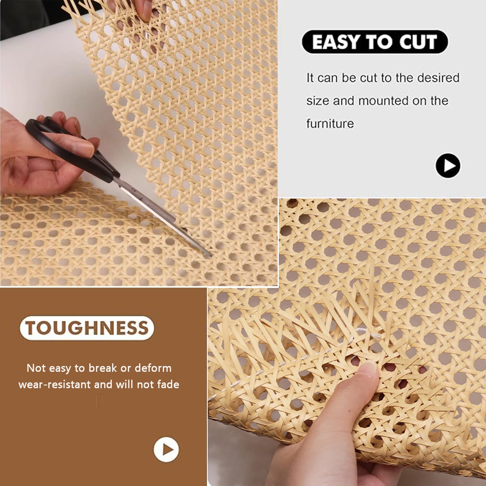 Rotolo di rattan sintetico, 35-100 cm, tessuto di plastica per artigianato, nastro in finto vimini, materiale rattan per progetti fai da te (larghezza 61 cm)