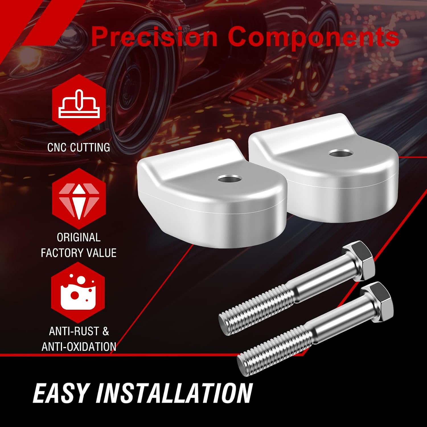 2in Front Lift Kit Compatible with 2005-2025 Ford F250/F350/F450 Super Duty 4WD, 2" Leveling Lift Kit Aluminum Forged Strut Spacers, Raise the Front of Your Truck True 2inch