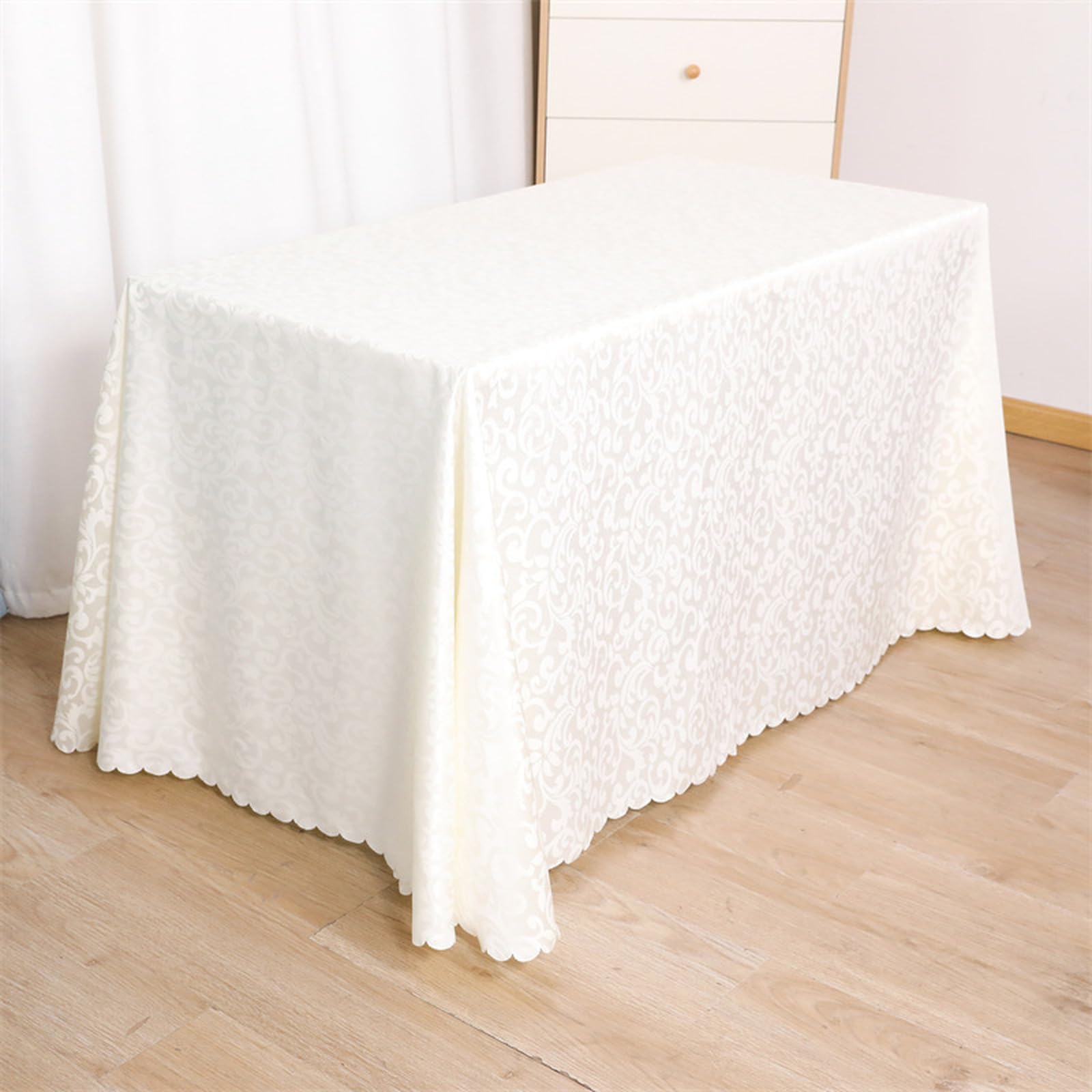 Tischdecke 200 x 260 cm hellweiß Polyester Tischtuch Rechteckige Langlebige Abwaschbar Tischdecken FüR KüChe Essen Parteien