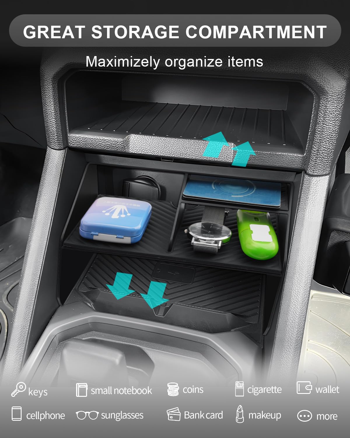 CDEFG Kompatybilny z Dacia Duster 3 / Bigster 2025/2026, organizer do konsoli środkowej, organizer do przechowywania, schowek na dole konsoli środkowej, akcesoria Duster III 2024