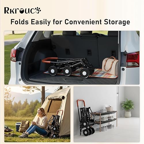 Miniatura 7 de Cochecito plegable doble para mascotas para perros, cochecitos portátiles para gatos para mascotas pequeñas y medianas con transportadores