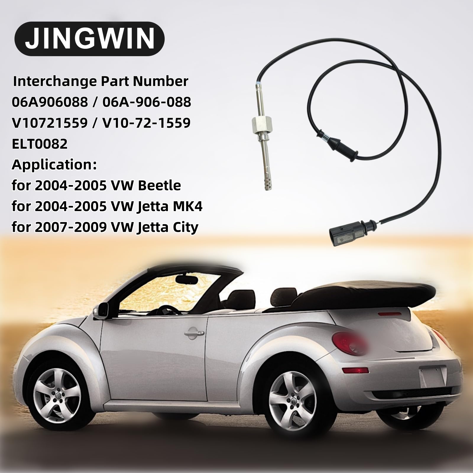 06A-906-088 Sensor de Temperatura de Gases de Escape (EGT) 06A906088 Elt0082 V10721559 para VW Beetle 2004-2005 y Jetta 2004-2009 2.0L