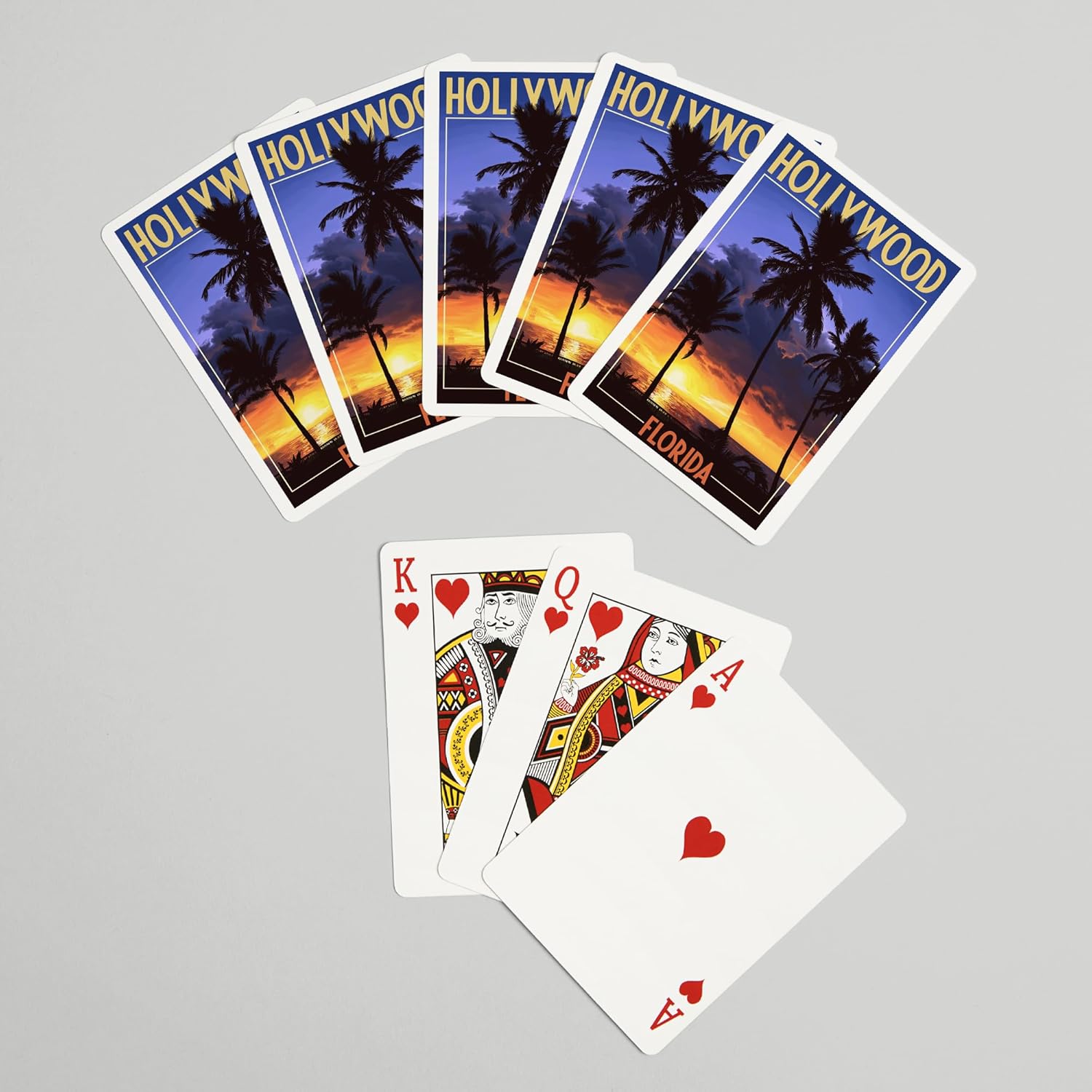 Lantern Press Hollywood, Florida, Palms and Sunset, 52 Playing Cards for Adults, Poker Size Card Deck