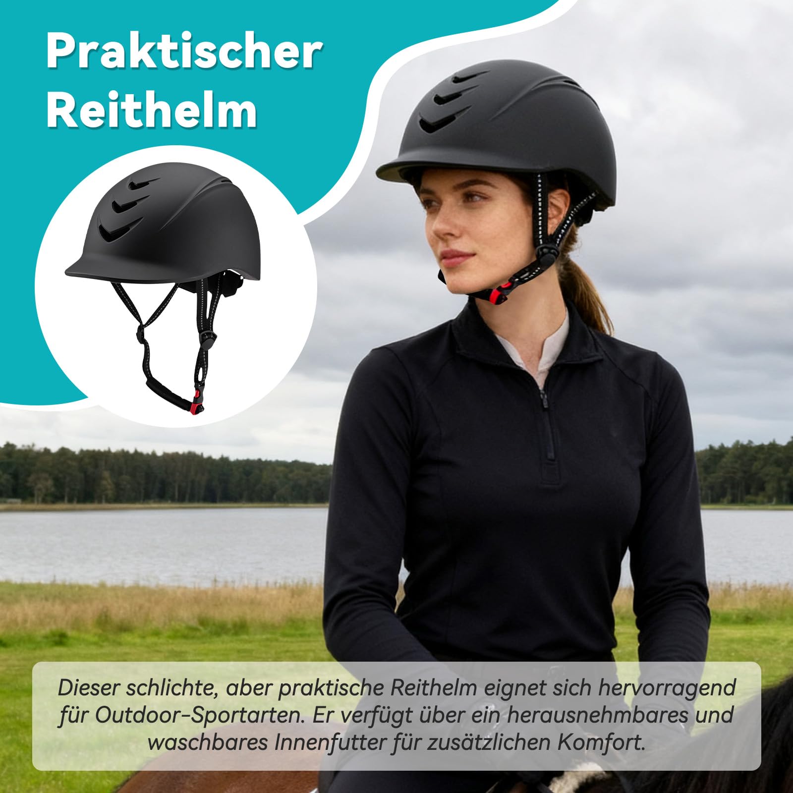 Sharplace Reithelm Schutz für Kinder, Kinderhelm, Reitkappe verstellbar für Mädchen & Jungen, belüfteter Reithelm zum Reiten, Radfahren, Skifahren