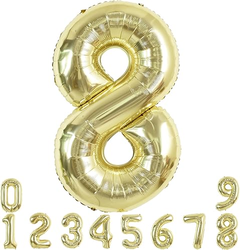 Miniatura 175 de TONIFUL Globos arcoíris de 40 pulgadas con números grandes del 0 al 9, globos digitales número 4 para helio, globos de aluminio Mylar con números