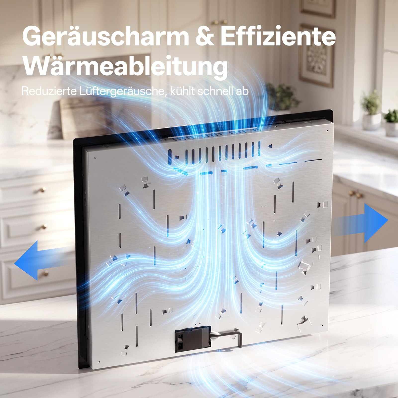IsEasy Glaskeramik-Kochfeld 60 cm (6600W) – Autarkes Elektrokochfeld 4 Zonen mit Touch-Steuerung Mit Flexibler Oval- & Doppelringzone | 9 Leistungsstufen