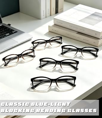 Hubeye Reading Glasses For Women Men Classic Style Oval Blue Light Blocking Reader With Adjustable Hinges