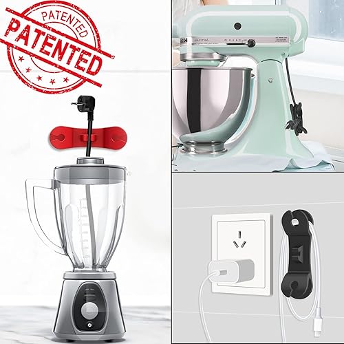 Miniatura 8 de Organizador de cables para electrodomésticos  Paquete de 3 soportes patentados mejorados para envolver cables, enrollador de cable para batidora,