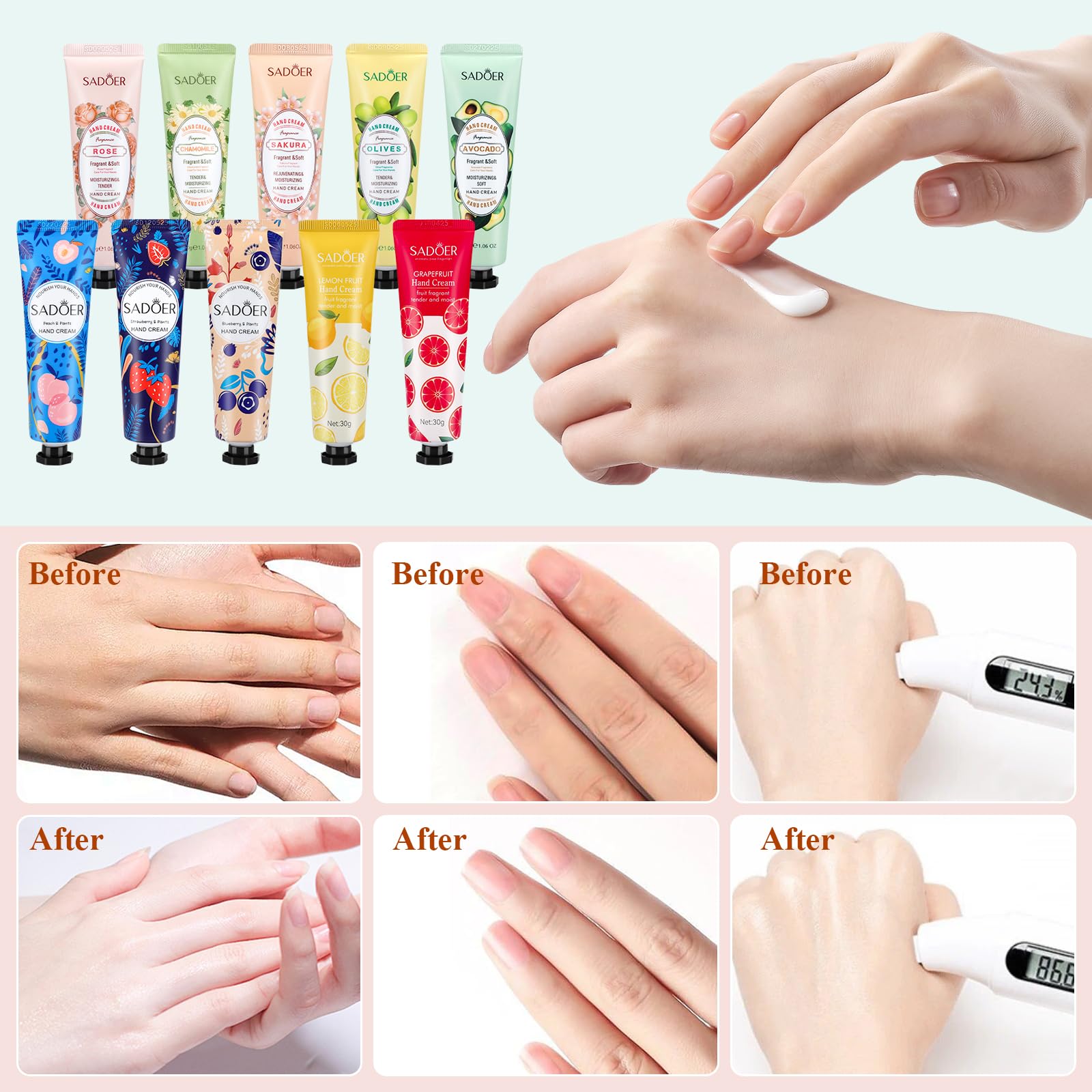 Handcreme Set, 20 Stück 30 g Mini Handcreme Frauen, Hand Cream (Packung mit 6)