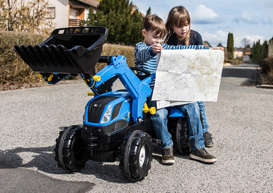 Rolly Toys rollyFarmtrac New Holland (für Kinder von 3-8 Jahre, verstellbarer Sitz, Flüsterlaufreifen, Front- und Heckkupplung) 611256, Groß, Blau