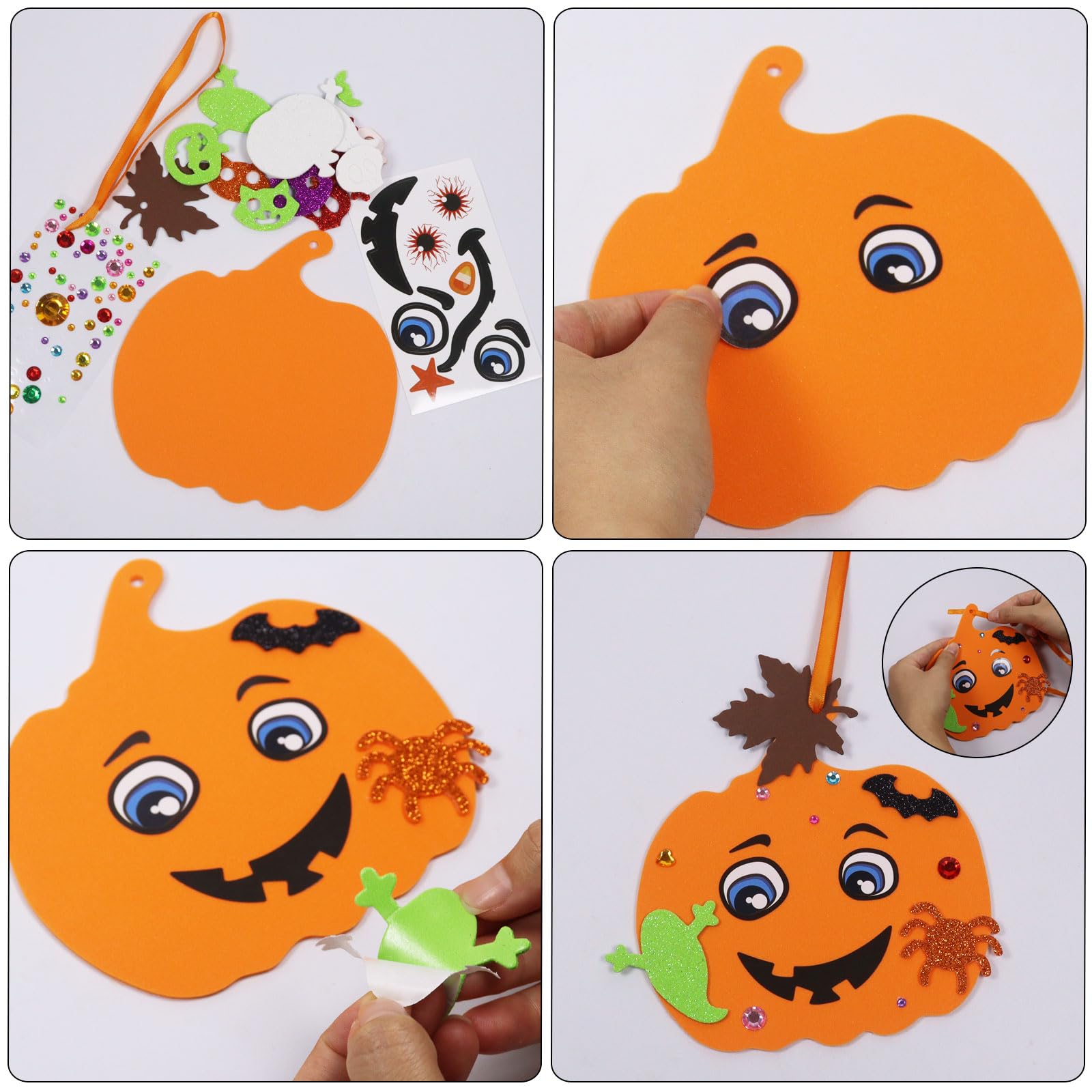 DIY Kürbis-Bastelset – 12 Stück Mit Aufklebern & Stiften, Für Halloween & Herbst