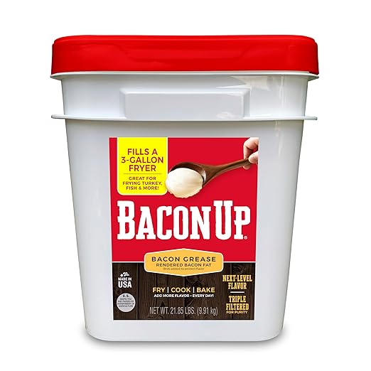 Bacon UpⓇ Bacon Grease for Cooking - 21.85lb Tub of Authentic Cooking Fat, Turkey Frying and Baking - Triple-Filtered for Purity, No Carbs, Gluten-Free and Shelf-Stable