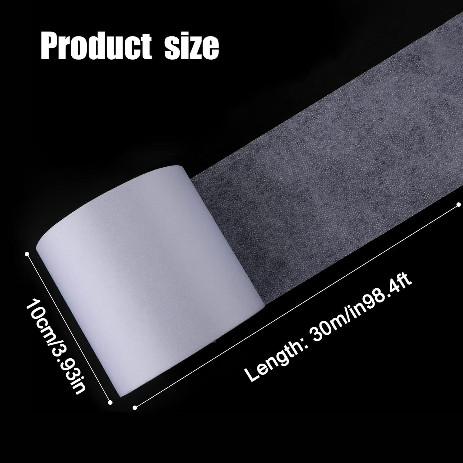 Fusible Interfacing, 0.11x32.8yd Polyester Non-Woven Interfacing Single-Sided Iron on Interfacing Lightweight Medium Weight Iron-On Interfacing for Sewing Quilting Crafting