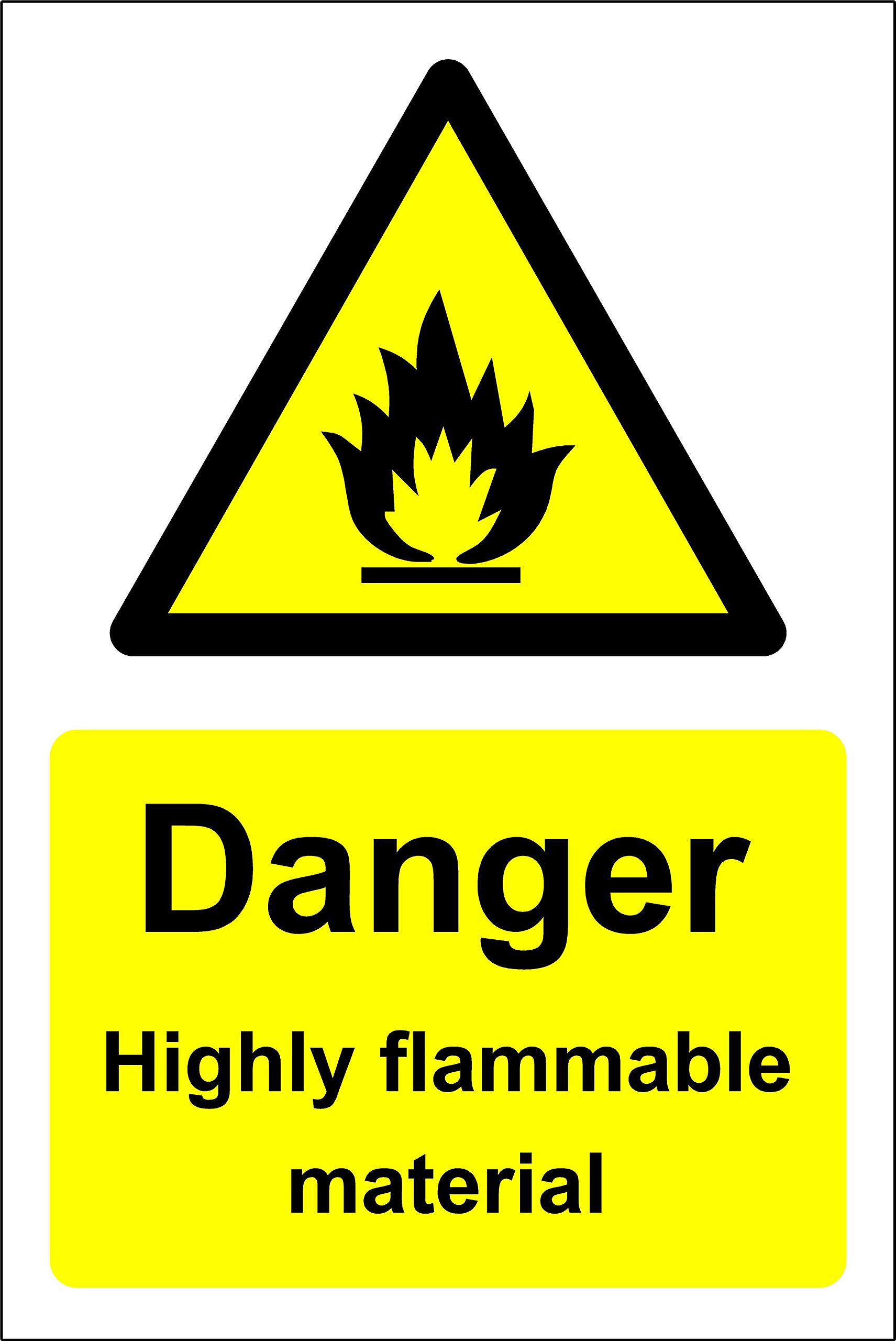 Kpcm Display Ltd Danger Highly Flammable Material Safety Sign - 1.2Mm Rigid Plastic 200Mm X 150Mm