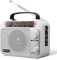 Rádio AM/FM/SW1-2, rádio transistor de ondas curtas, CA ou operado por bateria com o melhor alto-falante grande de recepção e botão de ajuste preciso com entrada auxiliar e conector de fone de ouvido