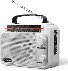 Rádio AM/FM/SW1-2, rádio transistor de ondas curtas, CA ou operado por bateria com o melhor alto-falante grande de recepção e botão de ajuste preciso com entrada auxiliar e conector de fone de ouvido