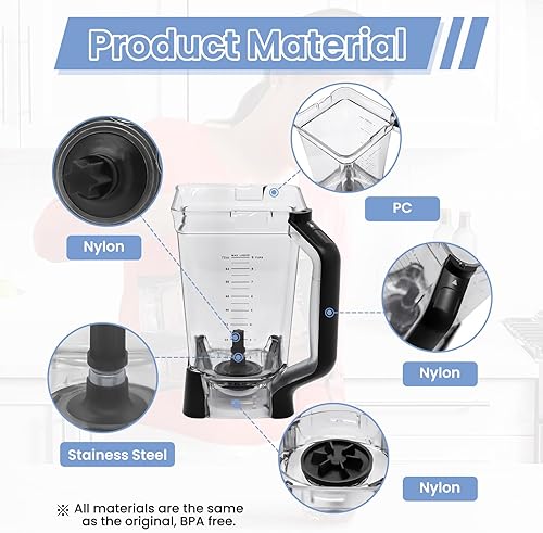 Miniatura 6 de WARDFYT Jarra de repuesto de 72 onzas XL compatible con Ninja Blender Professional, jarras trituradoras de 72 onzas de repuesto para Ninja BL610