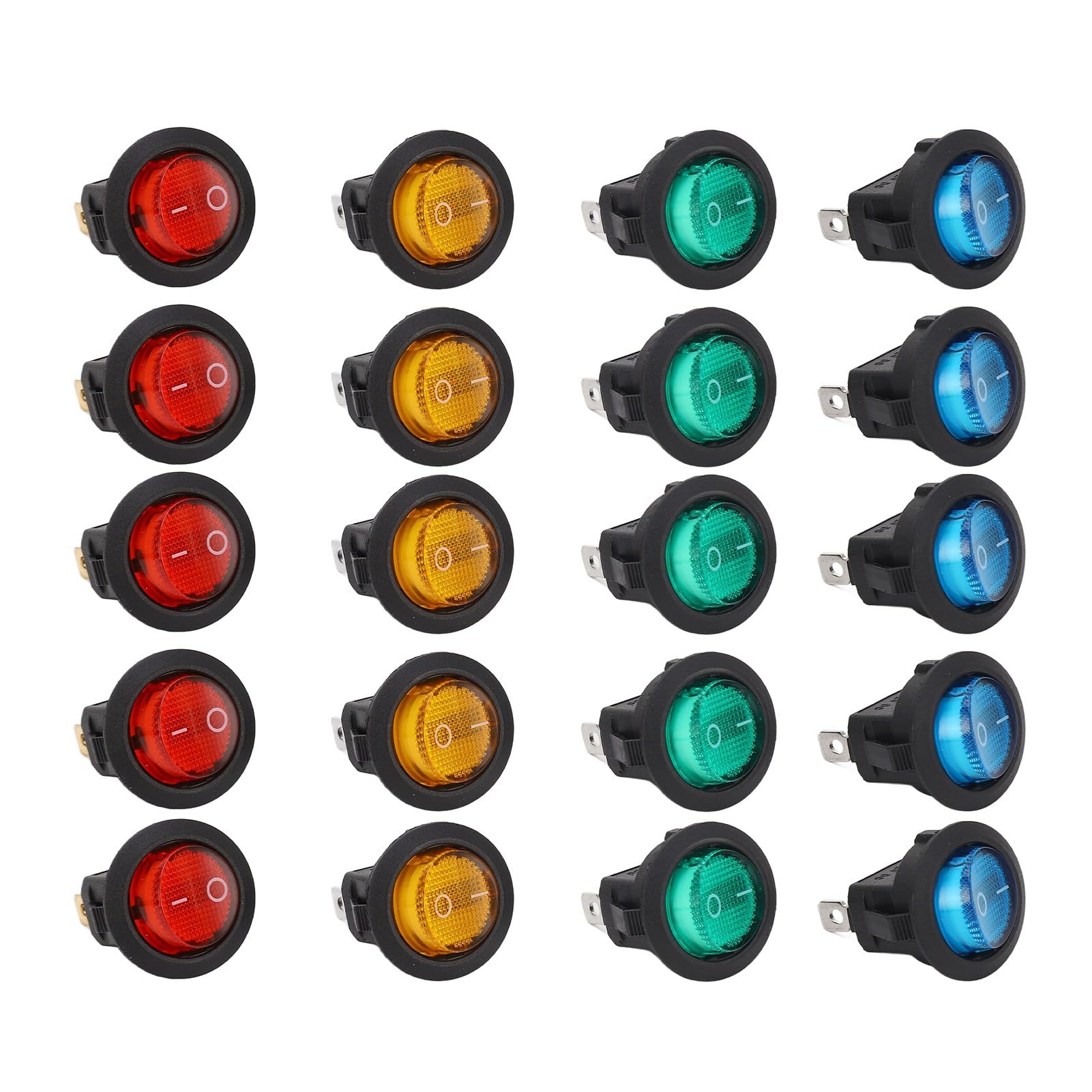 Amazon.co.jp: 20個入り LEDライト付き丸型ロッカースイッチ、3ピン2段
