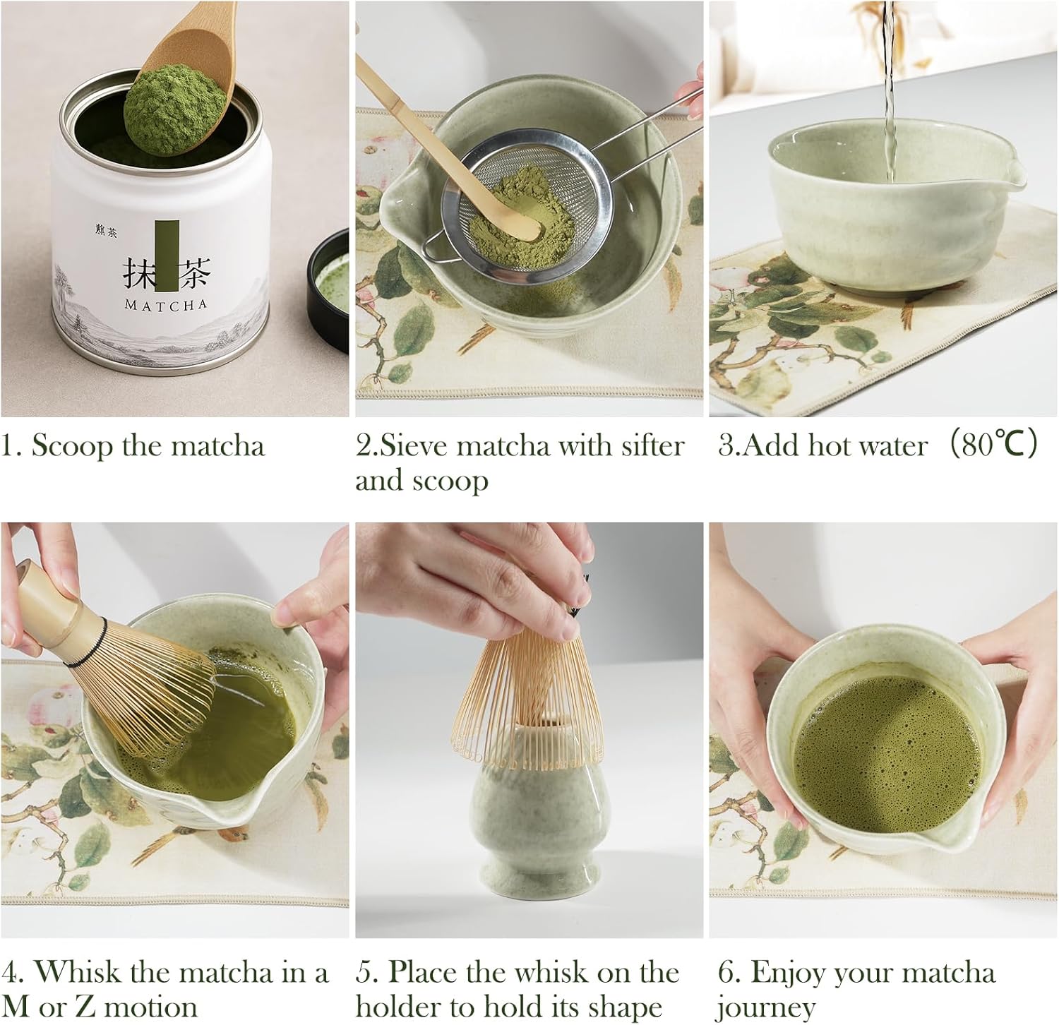 Matcha Set, 8 PCS Japanese Matcha Bowl Set with Whisk and Tea Scoop - Traditional Matcha Kit for Authentic Matcha Preparation, Perfect for Gift