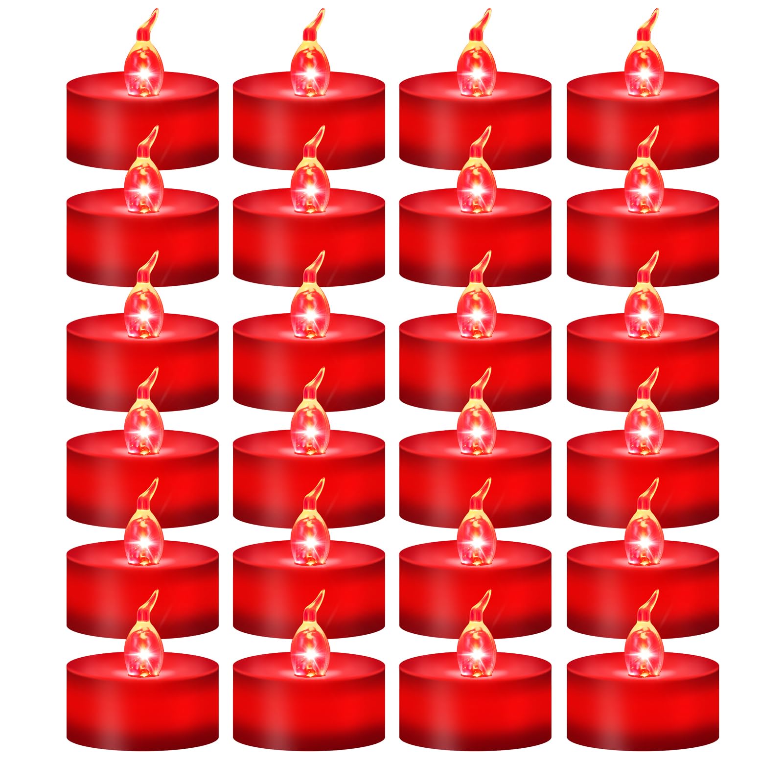 24 Pack Battery Operated Red Flickering Flame LED Tea Lights