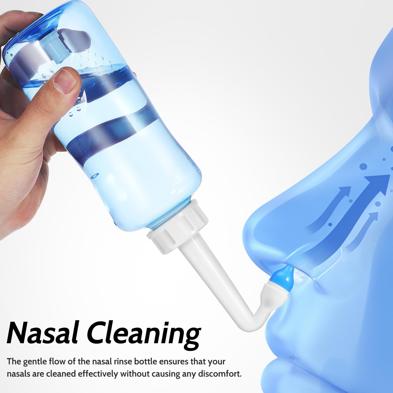 Botella de Riego Nasal de 500ml con Flujo Suave y Plástico Resistente, Dispositivo de Limpieza con Sal para Lavado Nasal Adulto y Cuidado Sinusal Eficaz