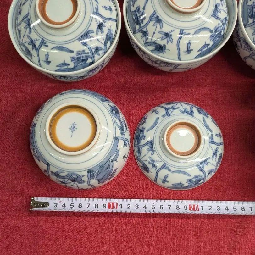 ◆１０個◆蓋つき煮物碗　古代間取り山水柄　有田焼　新品　丼物　煮物 10個 蓋つき煮物碗 古代間取り山水柄 有田焼 丼物 煮物 ◇10