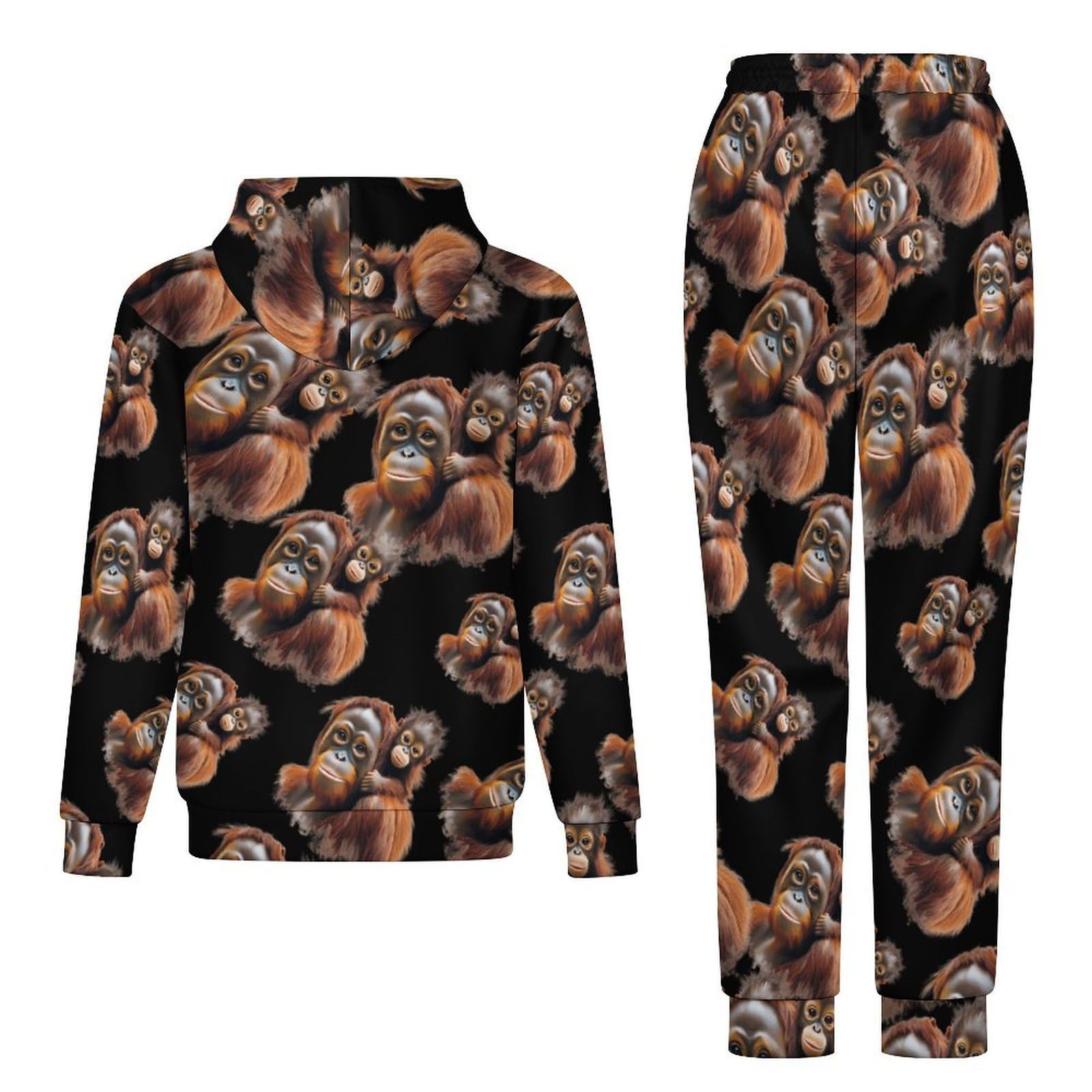 Orangutan Monkey - Conjunto de sudadera de 2 piezas para hombre, conjunto de chándal casual, sudadera cómoda con capucha