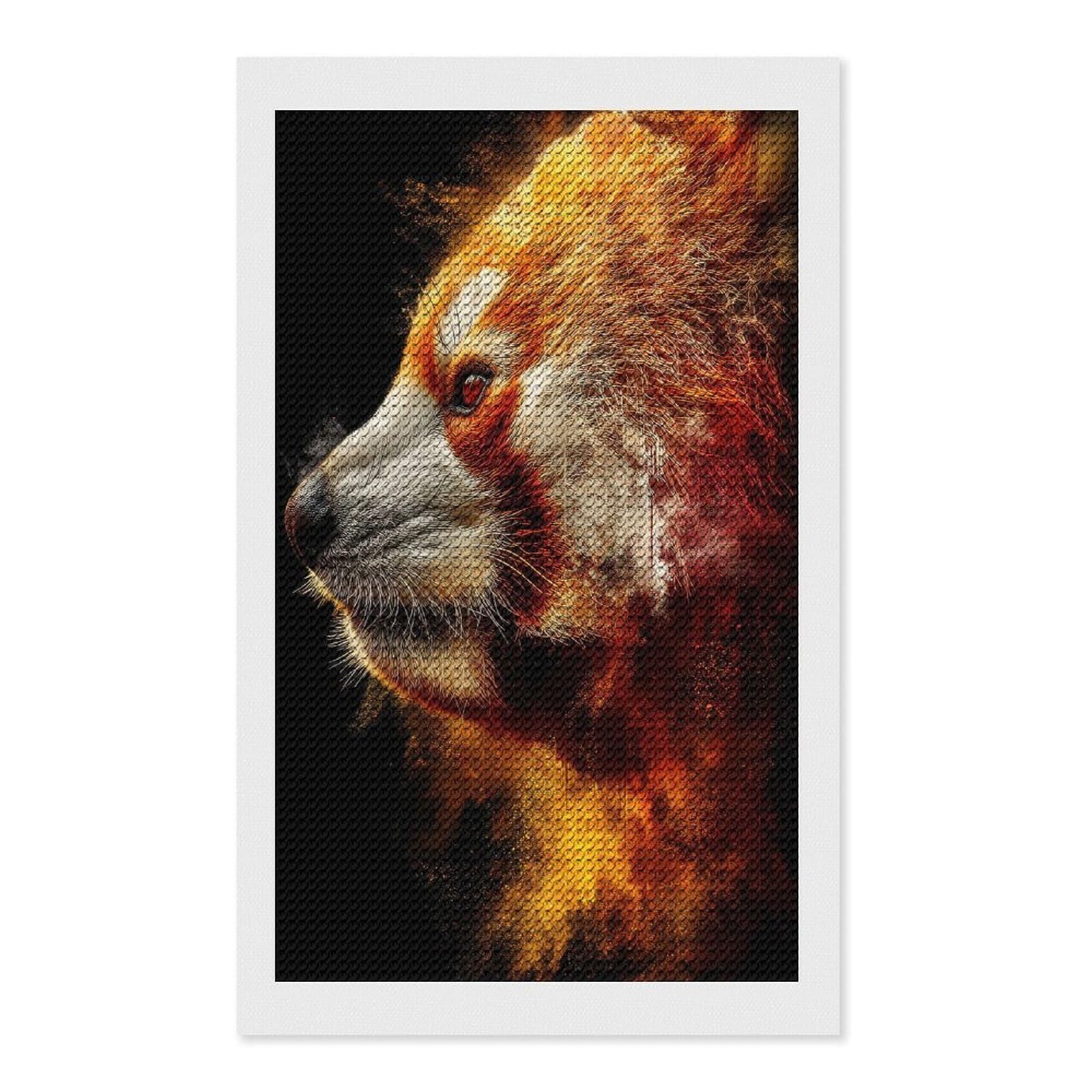 Junmoney Fiery Red Panda Portrait Diamond Painting Kit 12"x20", Easy Handmade Project, Cosy Home Accent, for Craft Lovers, Holiday Gift Idea